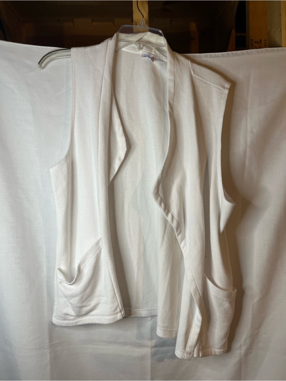 Talbots Open-Front Sleeveless Knit Vest - Cream